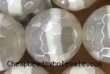 AGAT28 15 inches 12mm faceted round AB-color tibetan agate beads