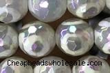 AGAT34 15 inches 8mm faceted round AB-color tibetan agate beads