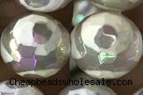 AGAT36 15 inches 12mm faceted round AB-color tibetan agate beads