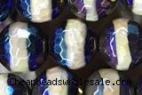 AGAT43 15 inches 8mm faceted round AB-color tibetan agate beads