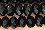 AGAT66 15 inches 4*6mm faceted rondelle black onyx gemstone beads