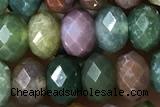 AGAT73 15 inches 5*8mm faceted rondelle Indian agate gemstone beads