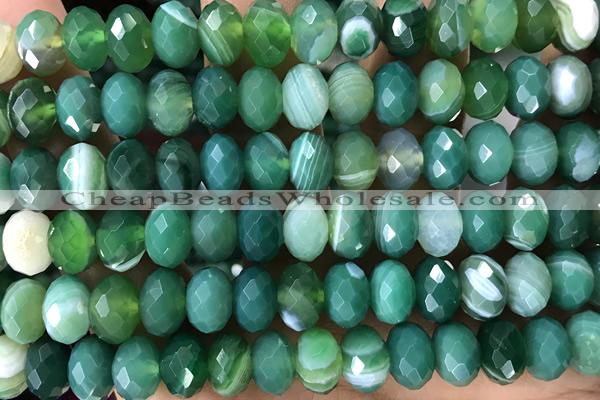 AGAT86 15 inches 6*10mm faceted rondelle banded agate gemstone beads