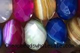 AGAT98 15 inches 6*10mm faceted rondelle banded agate gemstone beads