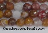 CAG9911 15.5 inches 6mm faceted round red moss agate beads