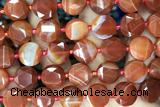 COIN02 15 inches 12mm faceted coin line agate beads