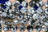 COIN06 15 inches 12mm faceted coin snowflake obsidian beads