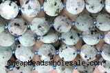 COIN101 15 inches 12mm faceted coin sesame jasper beads