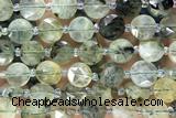 COIN16 15 inches 10mm faceted coin green rutilated quartz beads