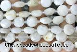 COIN22 15 inches 10mm faceted coin white moonstone beads