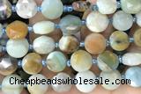 COIN31 15 inches 10mm faceted coin amazonite gemstone beads