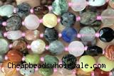 COIN41 15 inches 10mm faceted coin gemstone beads