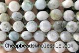 COIN54 15 inches 12mm faceted coin jade gemstone beads