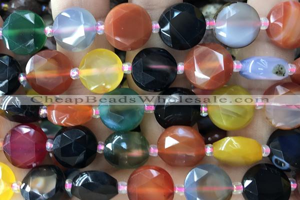 COIN64 15 inches 12mm faceted coin gemstone beads