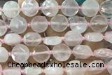 COIN67 15 inches 12mm faceted coin rose quartz beads