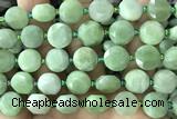 COIN71 15 inches 12mm faceted coin jade gemston beads