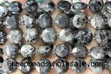 COIN85 15 inches 12mm faceted coin flame jasper beads