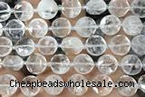 COIN86 15 inches 12mm faceted coin white crystal beads