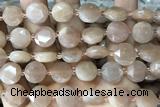 COIN87 15 inches 12mm faceted coin moonstone gemstone beads