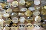 COIN89 15 inches 12mm faceted coin scenic quartz gemstone beads