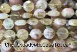 COIN90 15 inches 12mm faceted coin citrine gemstone beads