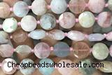 COIN94 15 inches 12mm faceted coin morganite gemstone beads