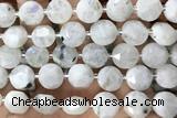 COIN95 15 inches 12mm faceted coin white moonstone beads