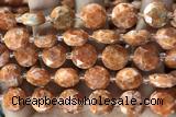 COIN96 15 inches 12mm faceted coin peach calcite beads