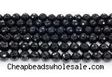 CON125 15.5 inches 8mm faceted round black onyx gemstone beads