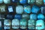 CUBE07 15 inches 3mm faceted cube azurite gemstone beads