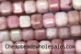 CUBE113 15 inches 3mm faceted cube pink wooden jasper beads