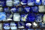 CUBE114 15 inches 3mm faceted cube lapis lazuli beads