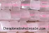 CUBE133 15 inches 4mm cube rose quartz gemstone beads