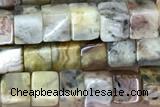 CUBE135 15 inches 4mm cube yellow crazy lace agate beads