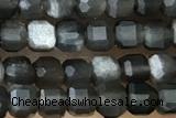 CUBE14 15 inches 3mm faceted cube black obsidian gemstone beads