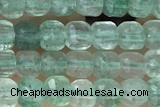 CUBE16 15 inches 3mm faceted cube green strawberry quartz gemstone beads