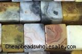 CUBE172 15 inches 6mm cube yellow crazy lace agate gemstone beads