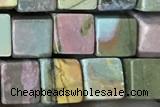 CUBE176 15 inches 6mm cube picasso jasper gemstone beads