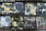 CUBE181 15 inches 6mm cube leopard skin jasper gemstone beads