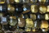 CUBE19 15 inches 3mm faceted cube yellow tiger eye gemstone beads