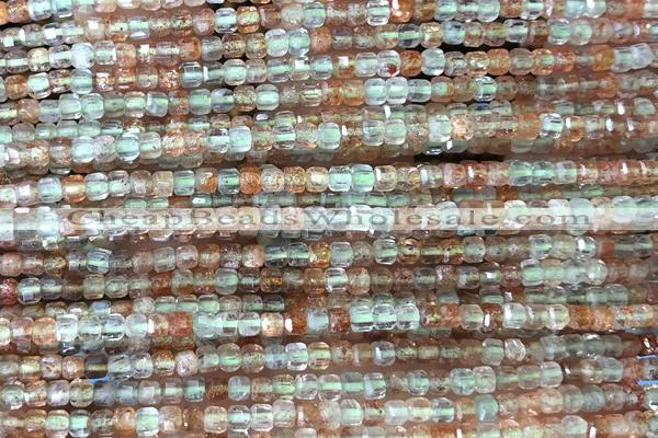 CUBE21 15 inches 2.5mm faceted cube Arusha quartz gemstone beads