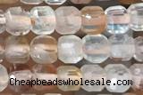 CUBE23 15 inches 3mm faceted cube pink quartz gemstone beads