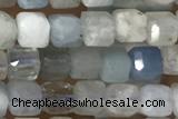 CUBE30 15 inches 3mm faceted cube aquamarine gemstone beads