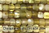 CUBE33 15 inches 2mm faceted cube yellow opal gemstone beads