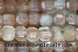 CUBE65 15 inches 3mm faceted cube sunstone gemstone beads