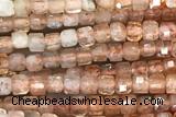 CUBE66 15 inches 2.5mm faceted cube sunstone gemstone beads