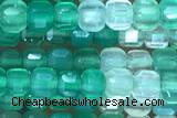 CUBE71 15 inches 2.5mm faceted cube green agate gemstone beads