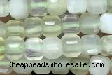 CUBE81 15 inches 3mm faceted cube prehnite gemstone beads