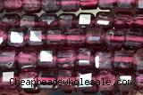 CUBE88 15 inches 2mm faceted cube red garnet gemstone beads