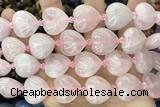 HEAR03 15 inches 20mm heart rose quartz gemstone beads